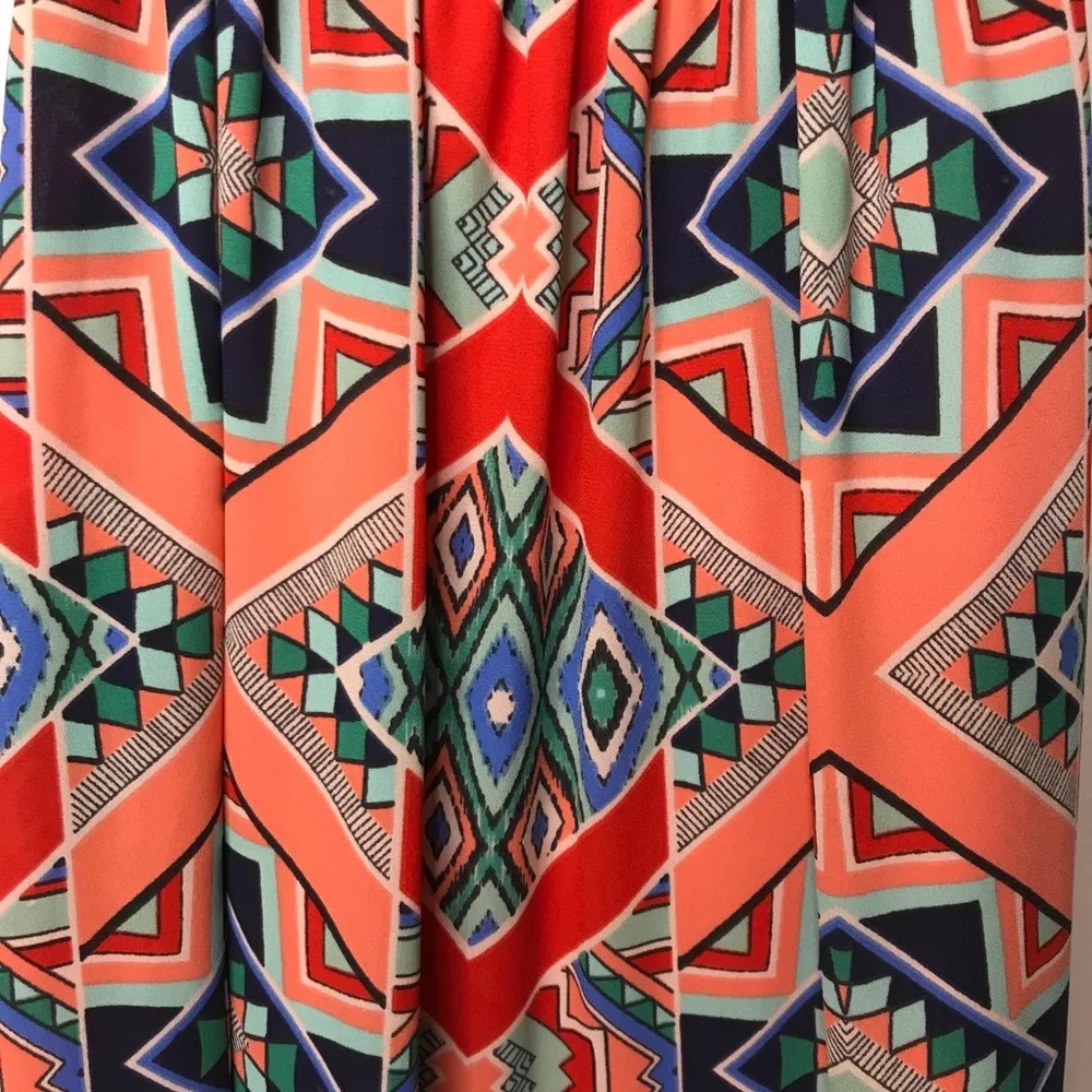 Everly multicolor Swing Dress Geometric Pattern M coral orange red color - Image 5