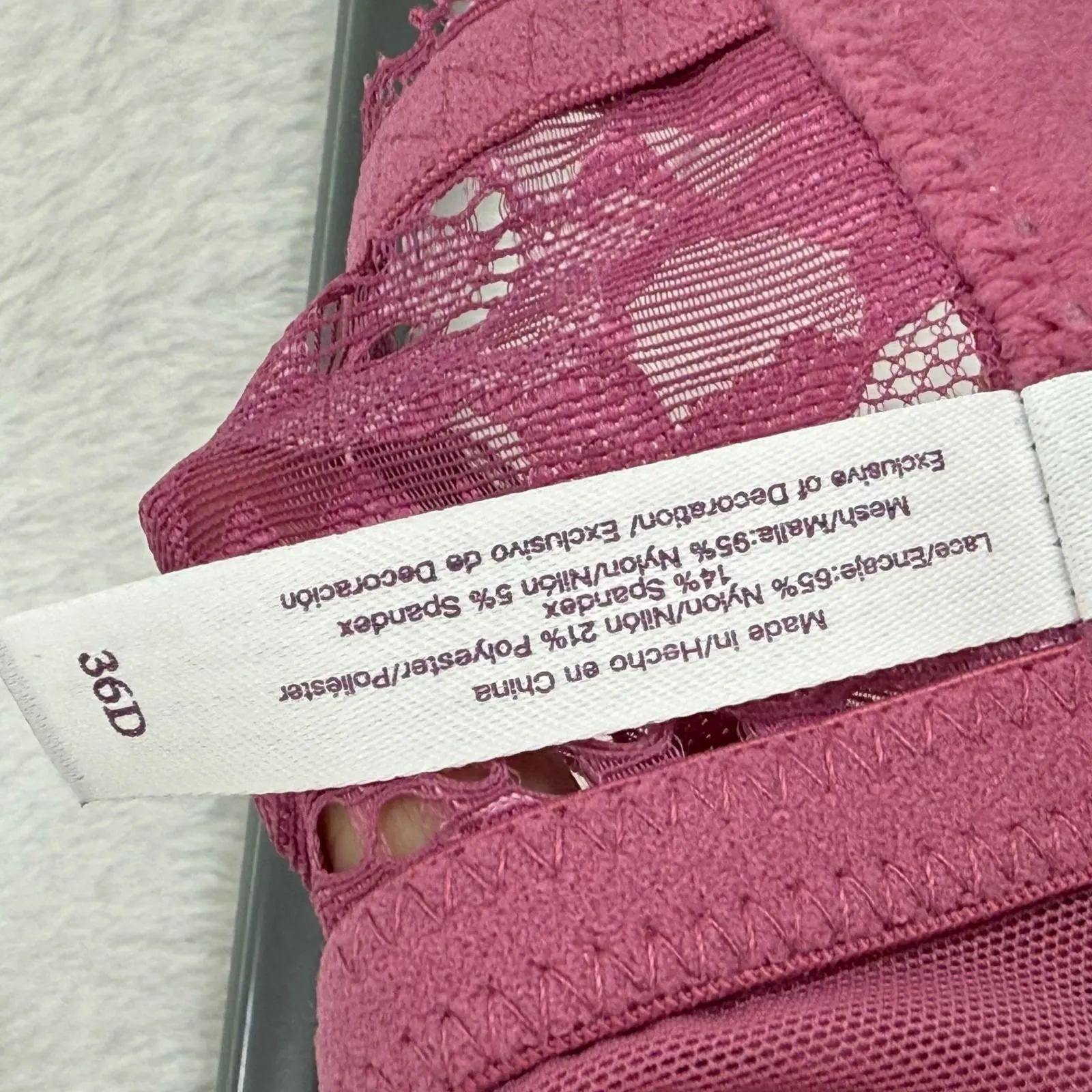 Adored By Adore Me Purple Floral Lace‎ Balconette Bra 36D Lingerie Size undefined - Image 4