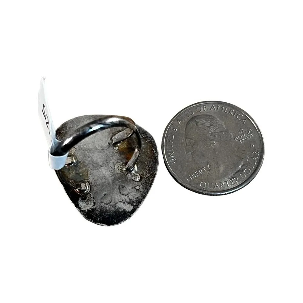 Vintage Turquoise Ring Signed FC, Sterling Silver Native American Ring Sz 7 Blue - Image 4