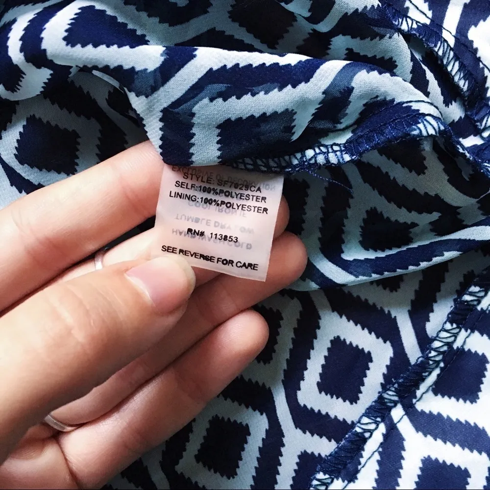 41 Hawthorn • Stitch Fix Moni tunic blouse sheer turquoise navy geo print Blue - Image 7