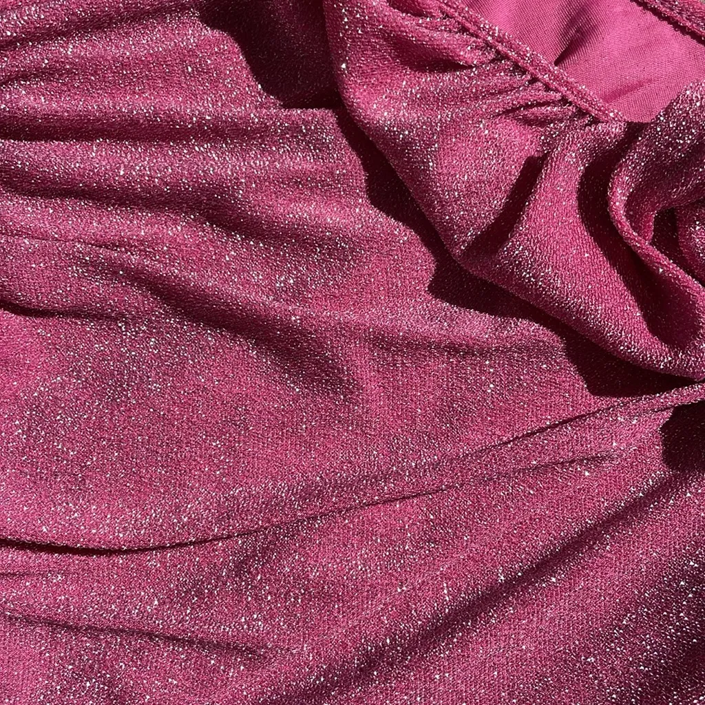 SHEIN Pink Glitter One Shoulder Crop Top Small - Image 2