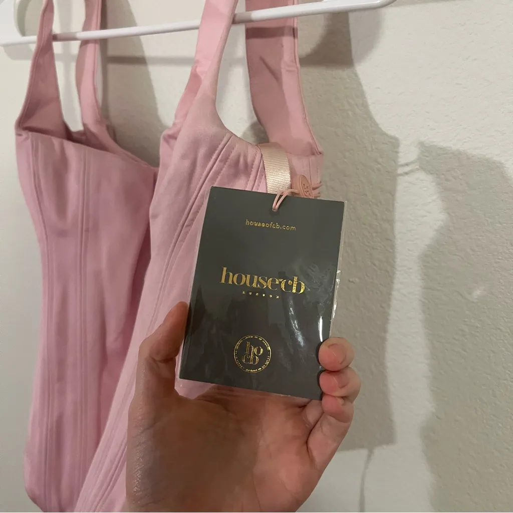 House of CB RAFA Fairy Pink Satin Longline Corset Top - Image 5