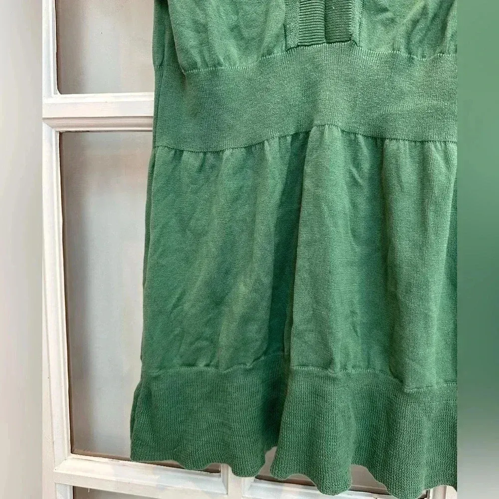Vintage BcbgMaxAzria Y2K Light Amazon Green Silk Babydoll Knit Blouse Size XS - Image 5