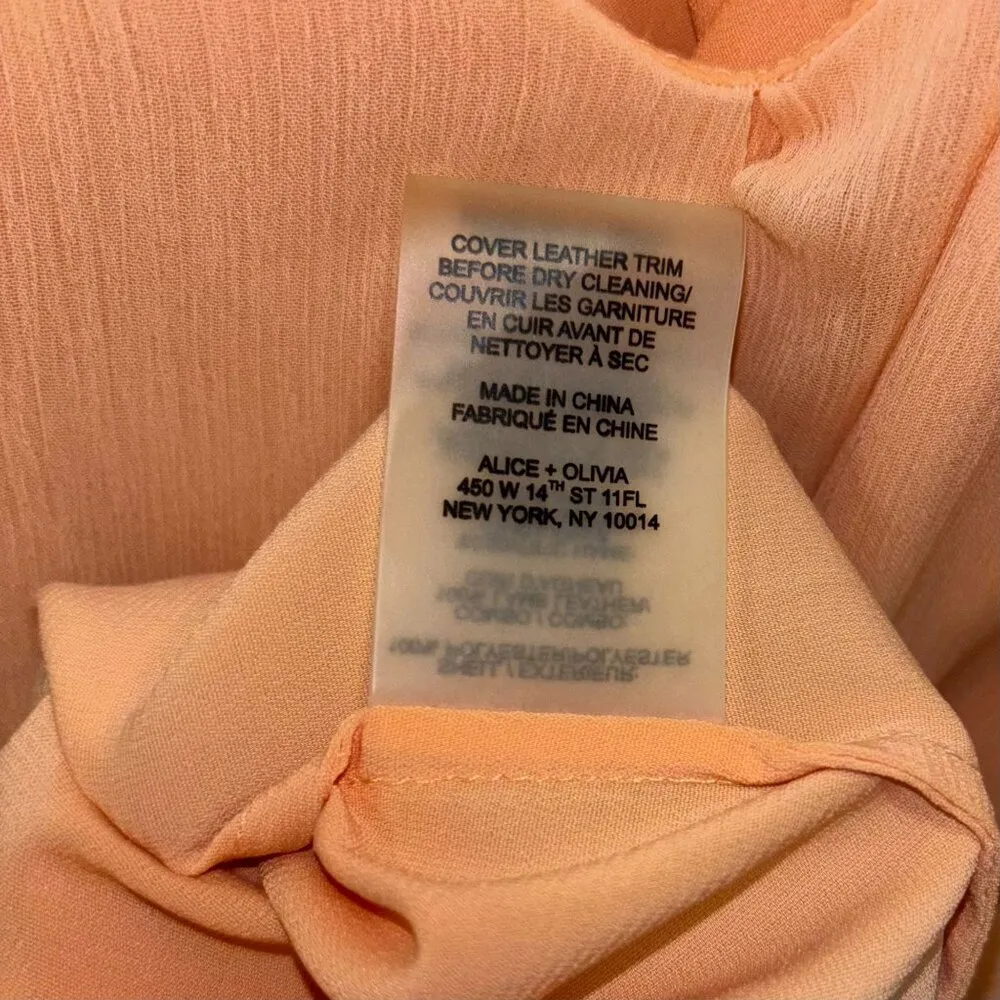 Alice+ Olivia Peach Mini Slip Dress With Black Leather Straps Size M - Image 8