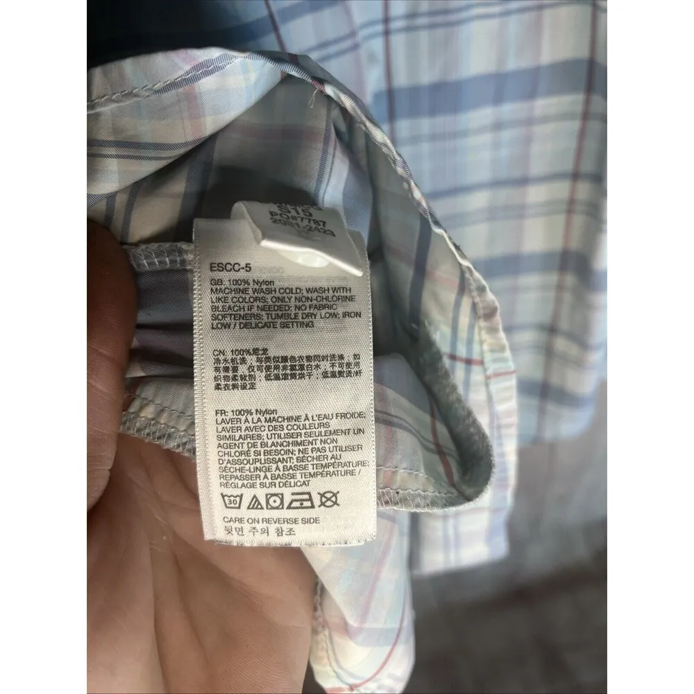 ExOfficio Shirt Womens Large Blue Pink Plaid Long Sleeves Button Outdoor Hiking - Image 10