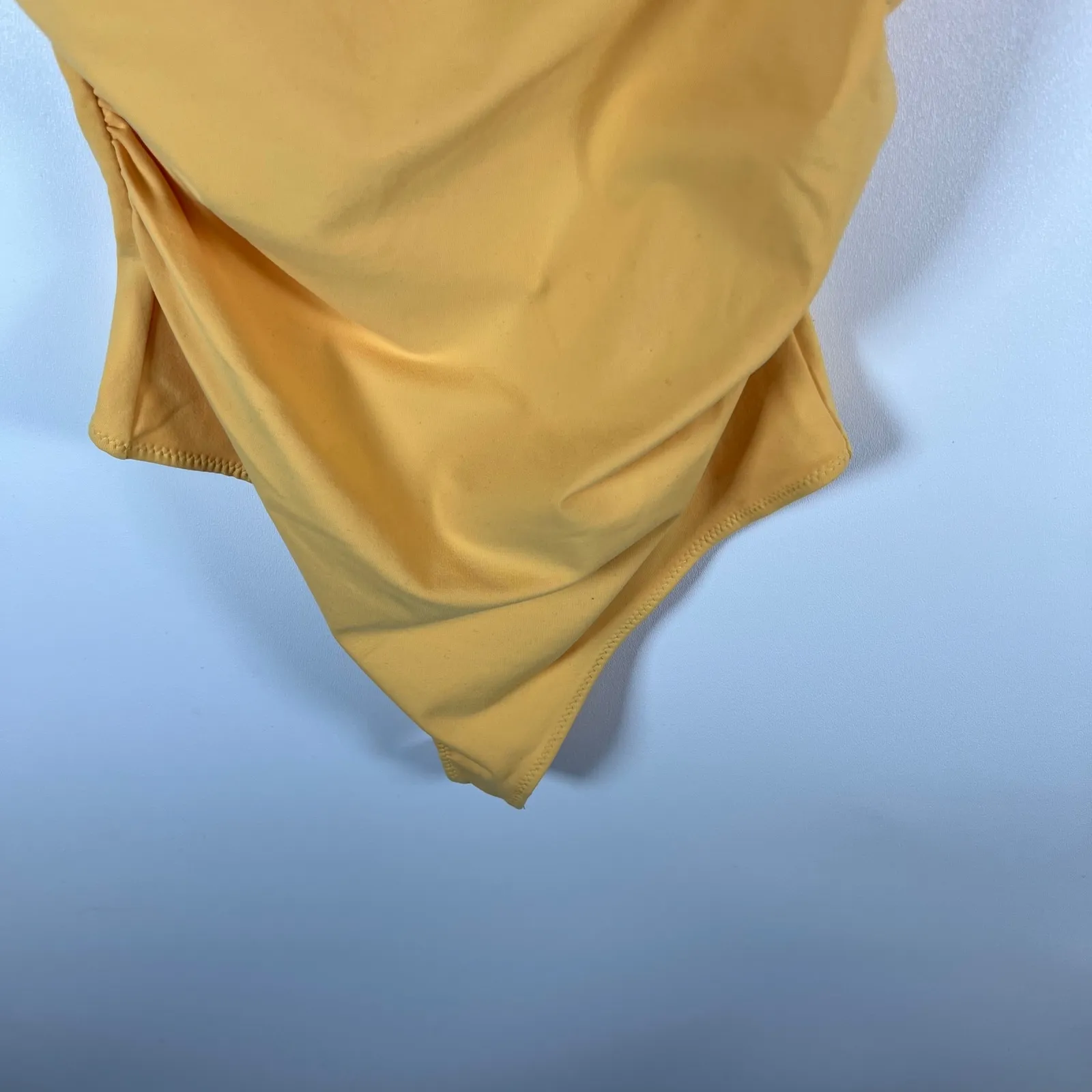 Free People Adella One Shoulder Bodysuit Yellow Puff Sleeve Ruched M - Image 3