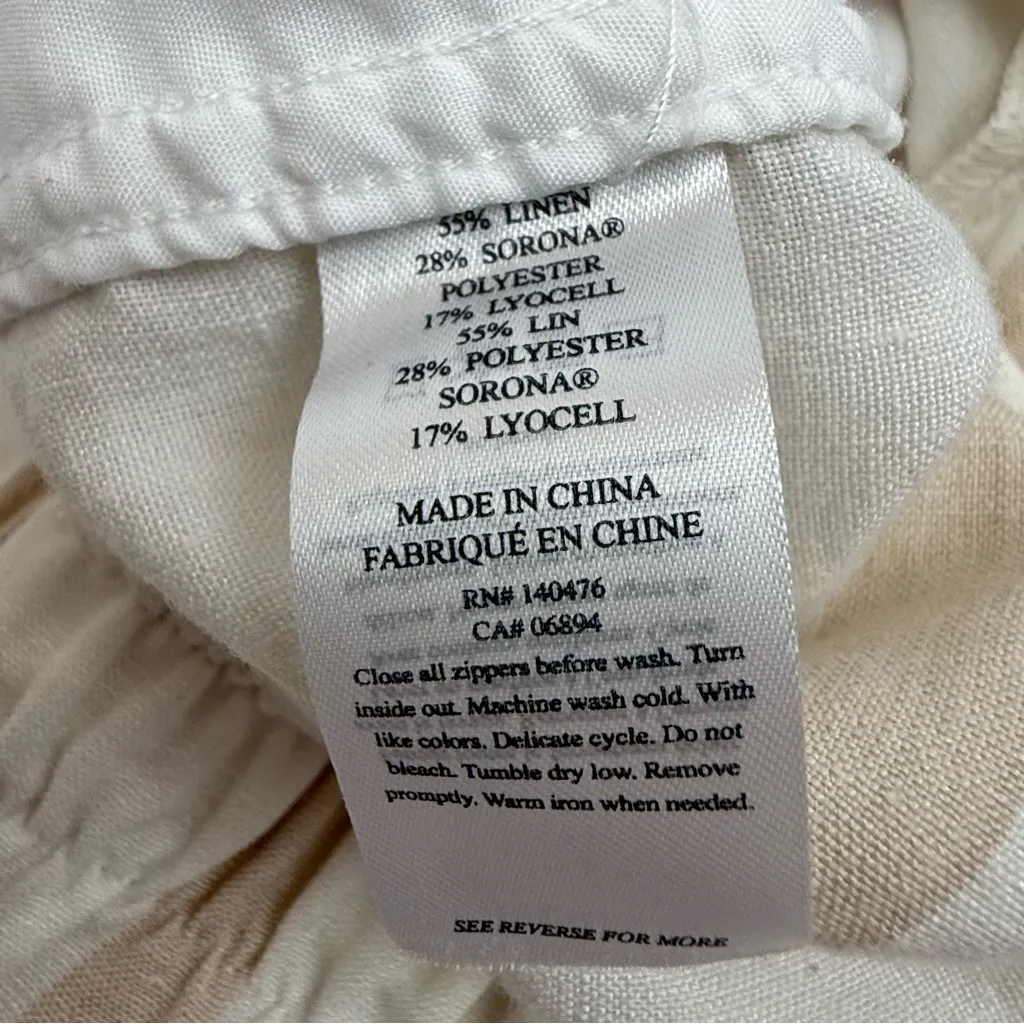 Faherty  Malibu Linen Pull On Pants Vallerta Stripe Tan White Coastal Beach - Image 15