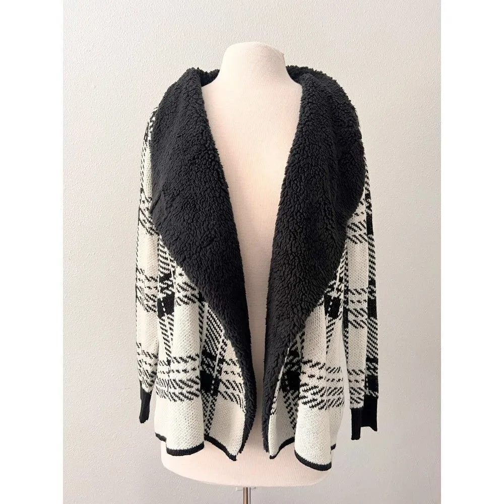 Women ADRIENNE VITTADINI WOMEN’S CARDIGAN KNIT SWEATER FAUX FUR TRIMMED.SIZE L. - Image 8