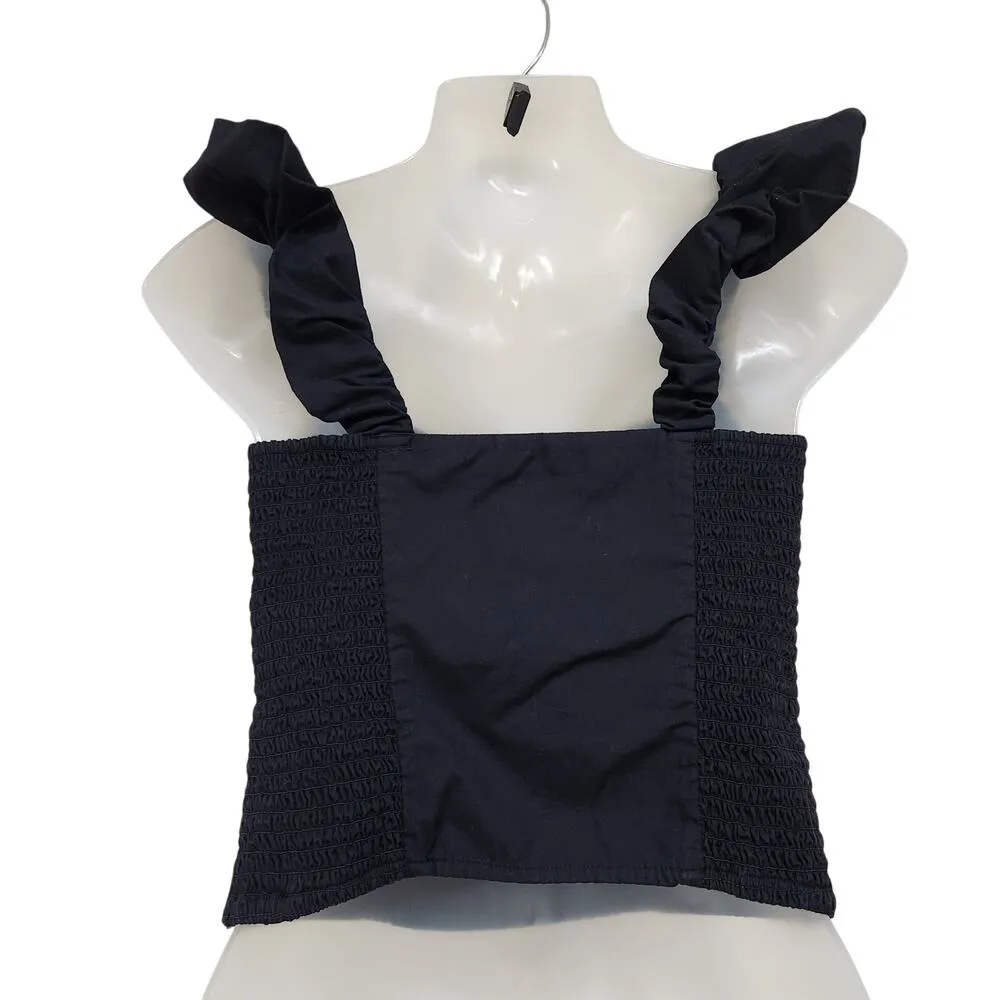 Abercrombie & Fitch Bare Slim Bubble Strap Poplin Top Sleeveless Black Size XS - Image 5