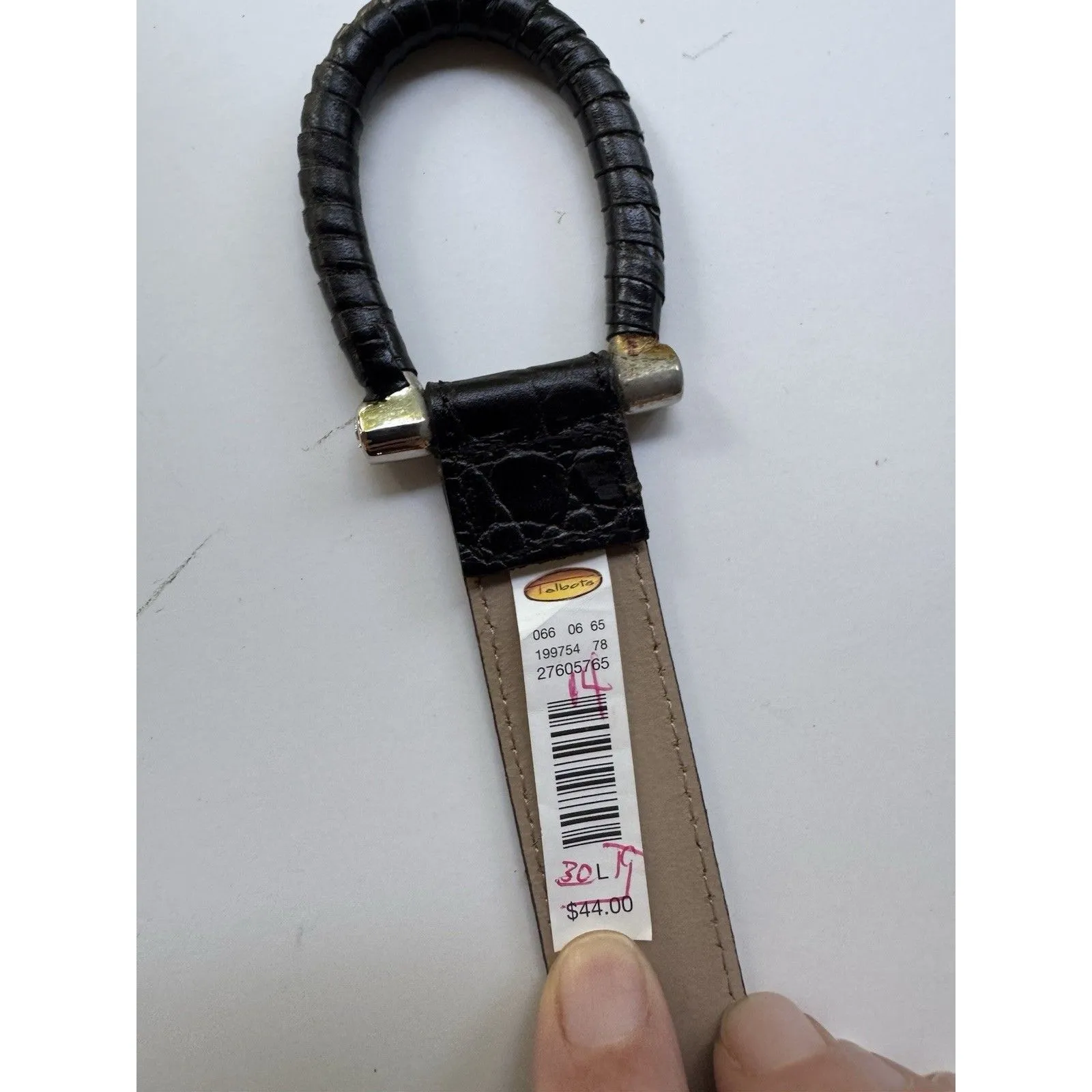 Talbots Brown Belt Alligator Croc Black Buckle Italy Leather L Flaw See Photos - Image 2