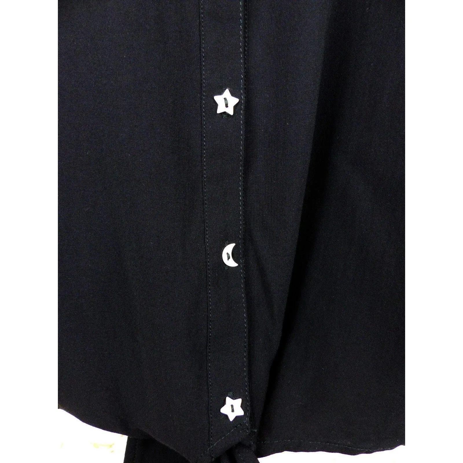 Hot Topic Shirt Women M Black Psychic Reader Tie Front Button Goth Witch Moon - Image 5