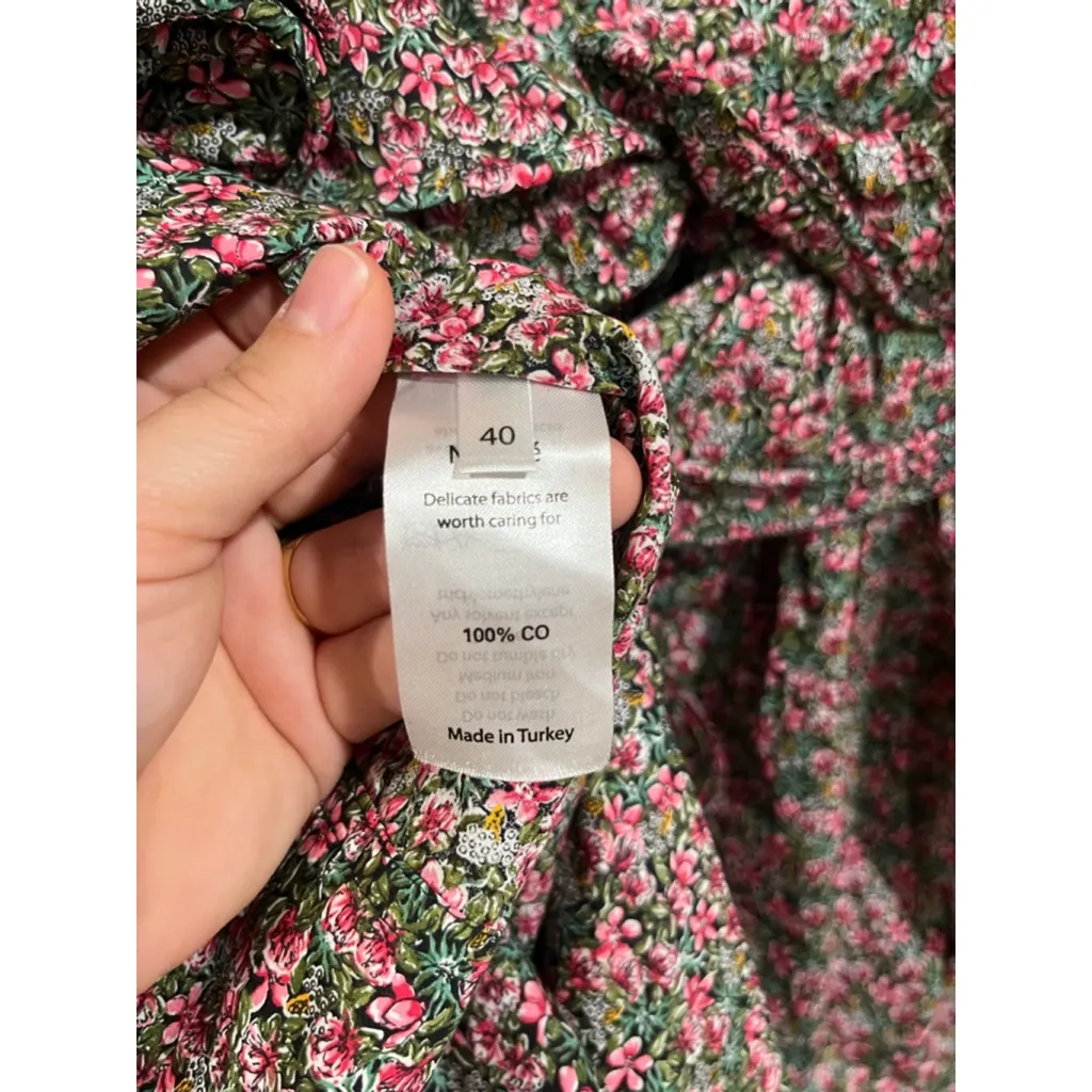 NWOT Nackiye Womens Ruffle Flower Exolsosion Pink Floral Ditsy Structured Blouse Size 8 - Image 6