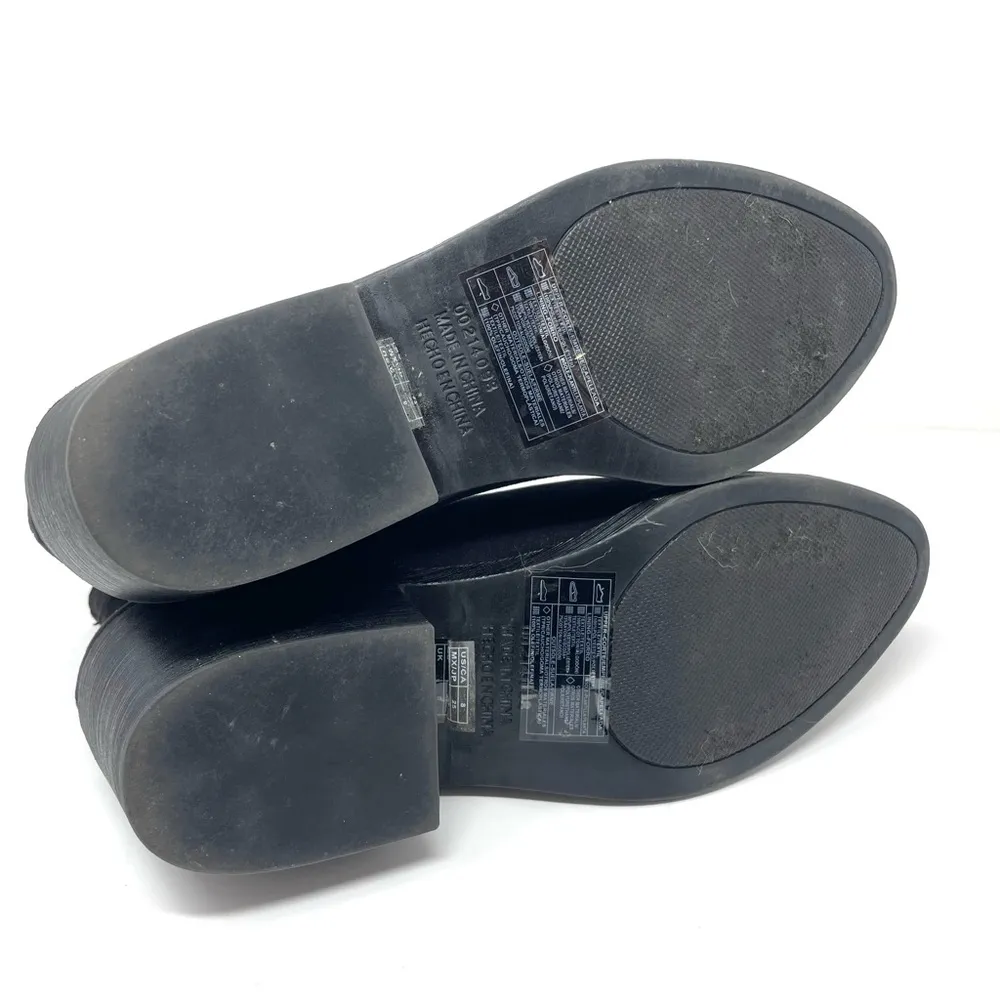 black faux suede western ankle booties, size 8 - Image 13