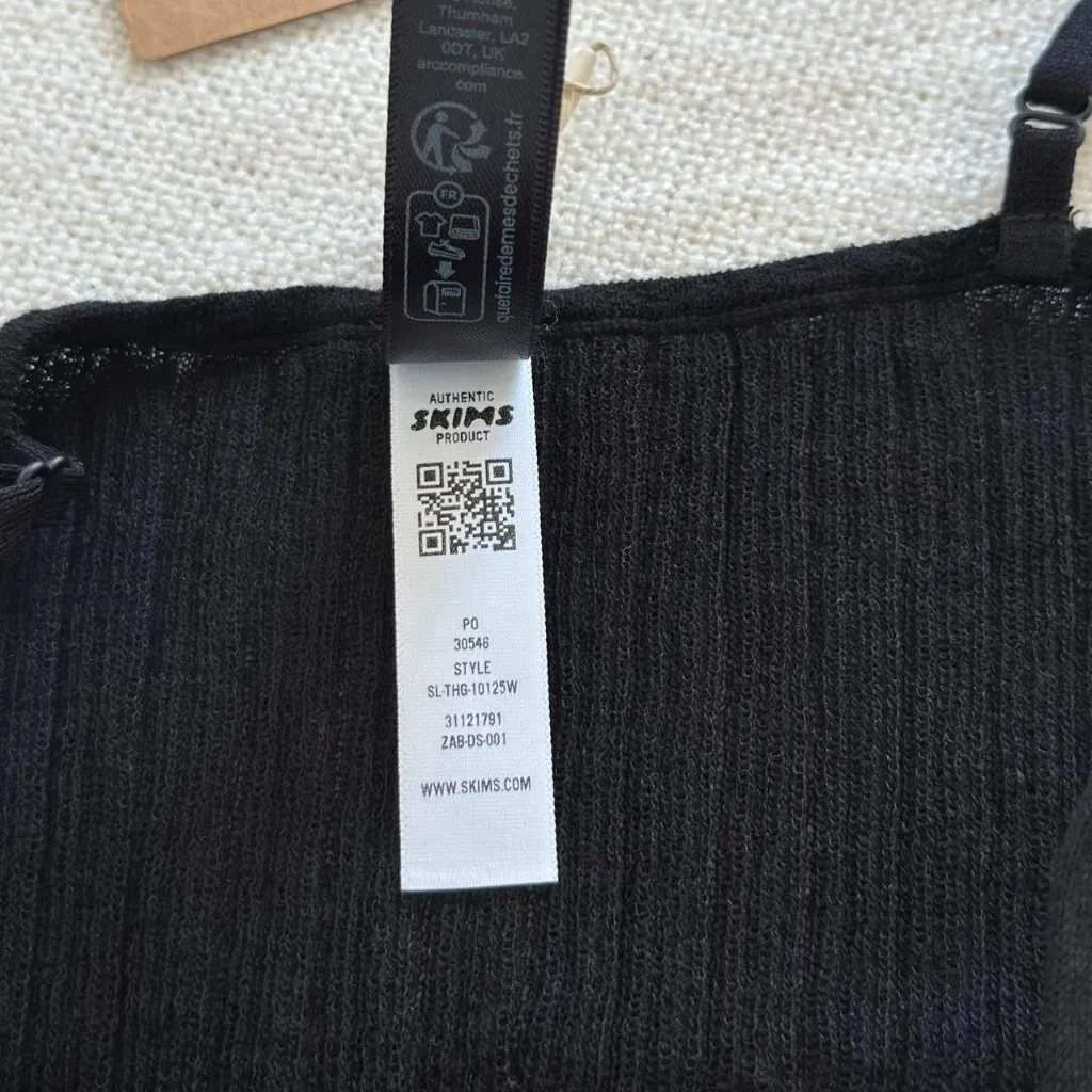 Skims Sheer Knit Cami Bodysuit in Onyx, Size Medium - Image 10