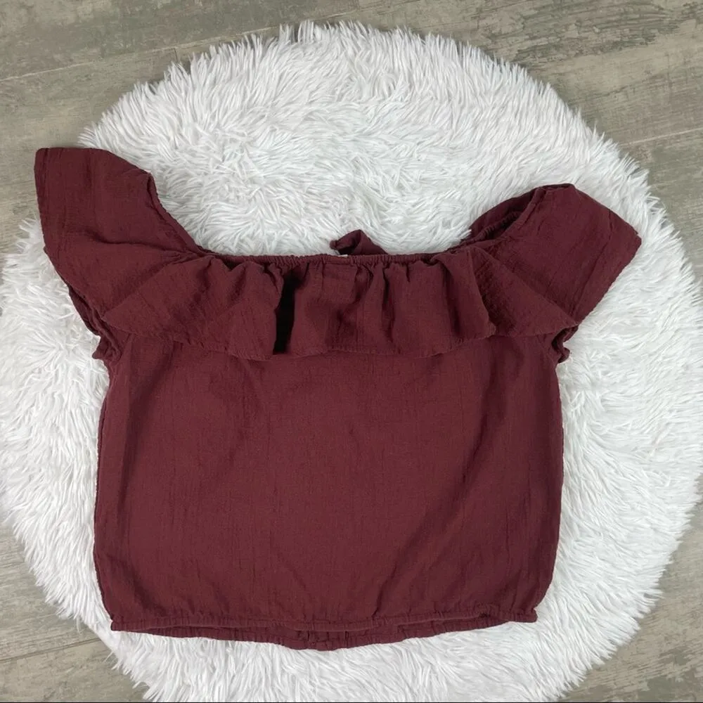 ROXY Off Shoulder Ruffle Neck Blouse  Size large - Image 7