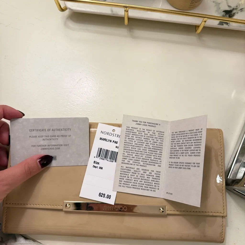 Jimmy Choo Tan Patent Leather Clutch - Image 7