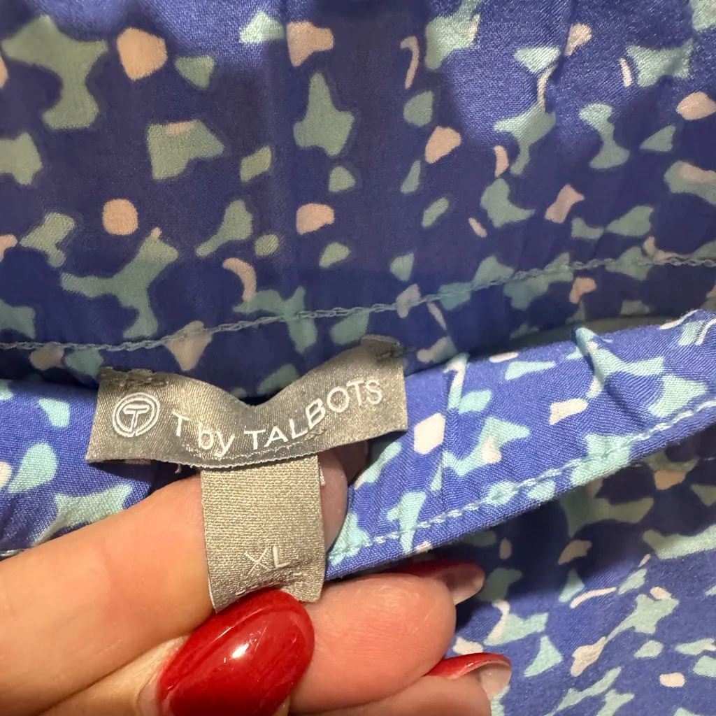 T by TALBOTS Blue and White Patterned Skirt Skort Tennis Skirt Size XL Sporty - Image 6