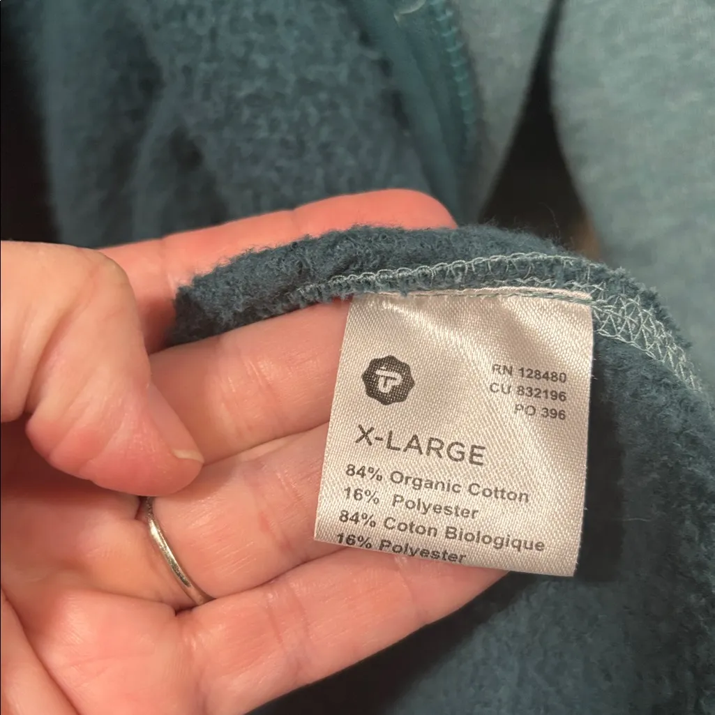 PACT organic teal full zip drawstring hoodie jacket size XL - Image 7