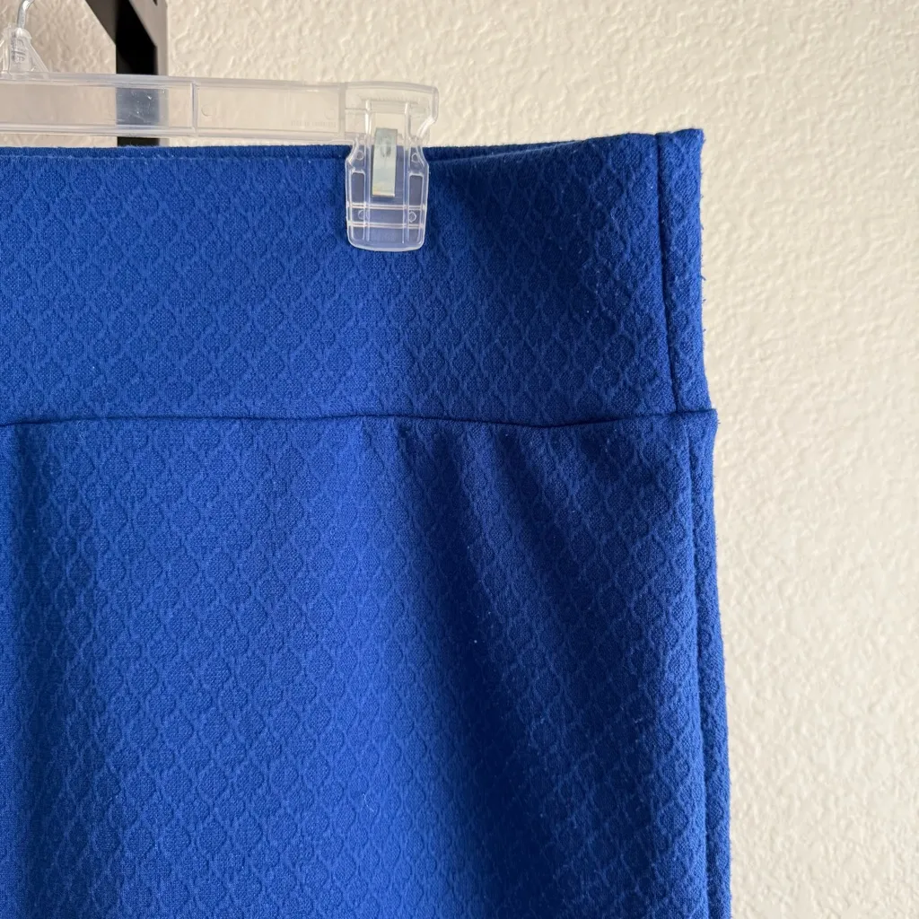 Chic Royal Blue Textured High Waist Midi Pencil Skirt Modest Workwear Classic XL - Image 3