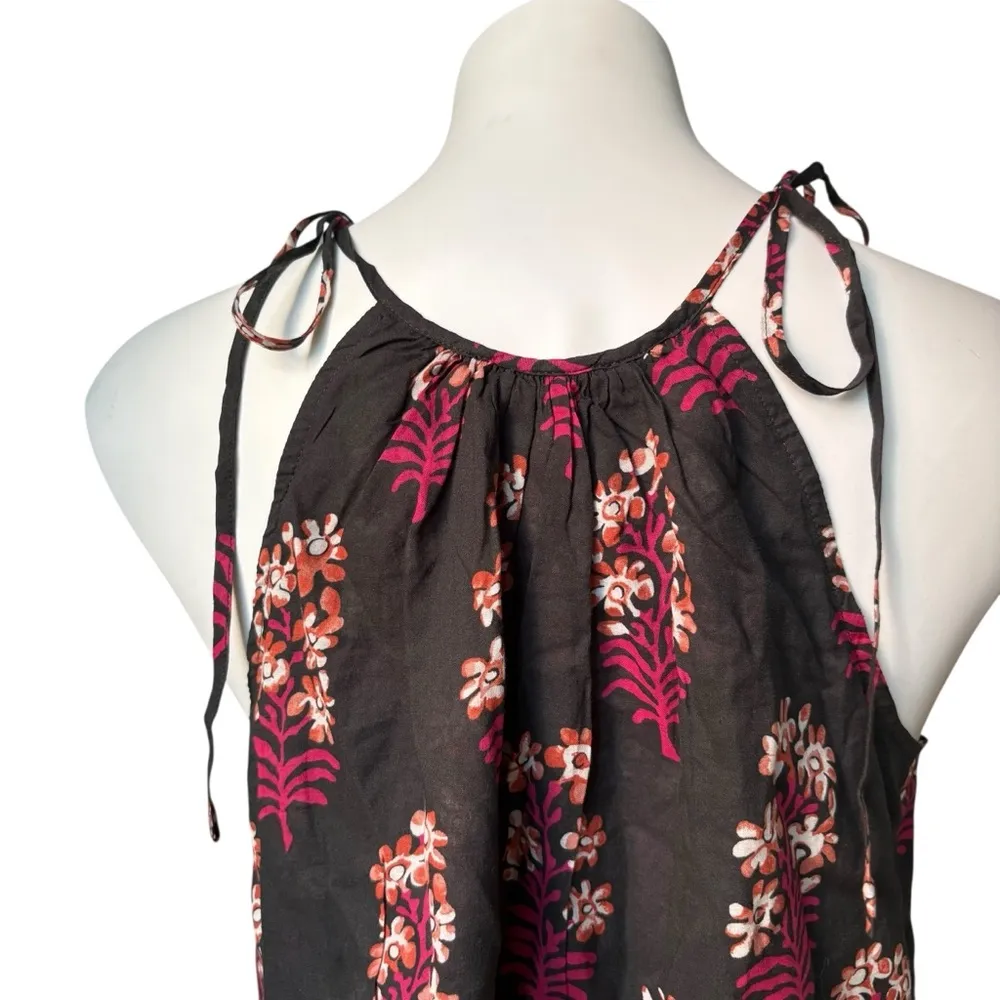 NWT, Crew Tie-shoulder Tank Top in Cocoa Block-Print Cotton Voile Top, Sz S - Image 11