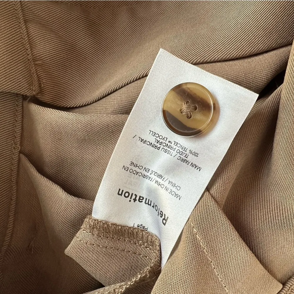 NEW Reformation Mason Wide Leg High Waist Pants Tan - Image 14