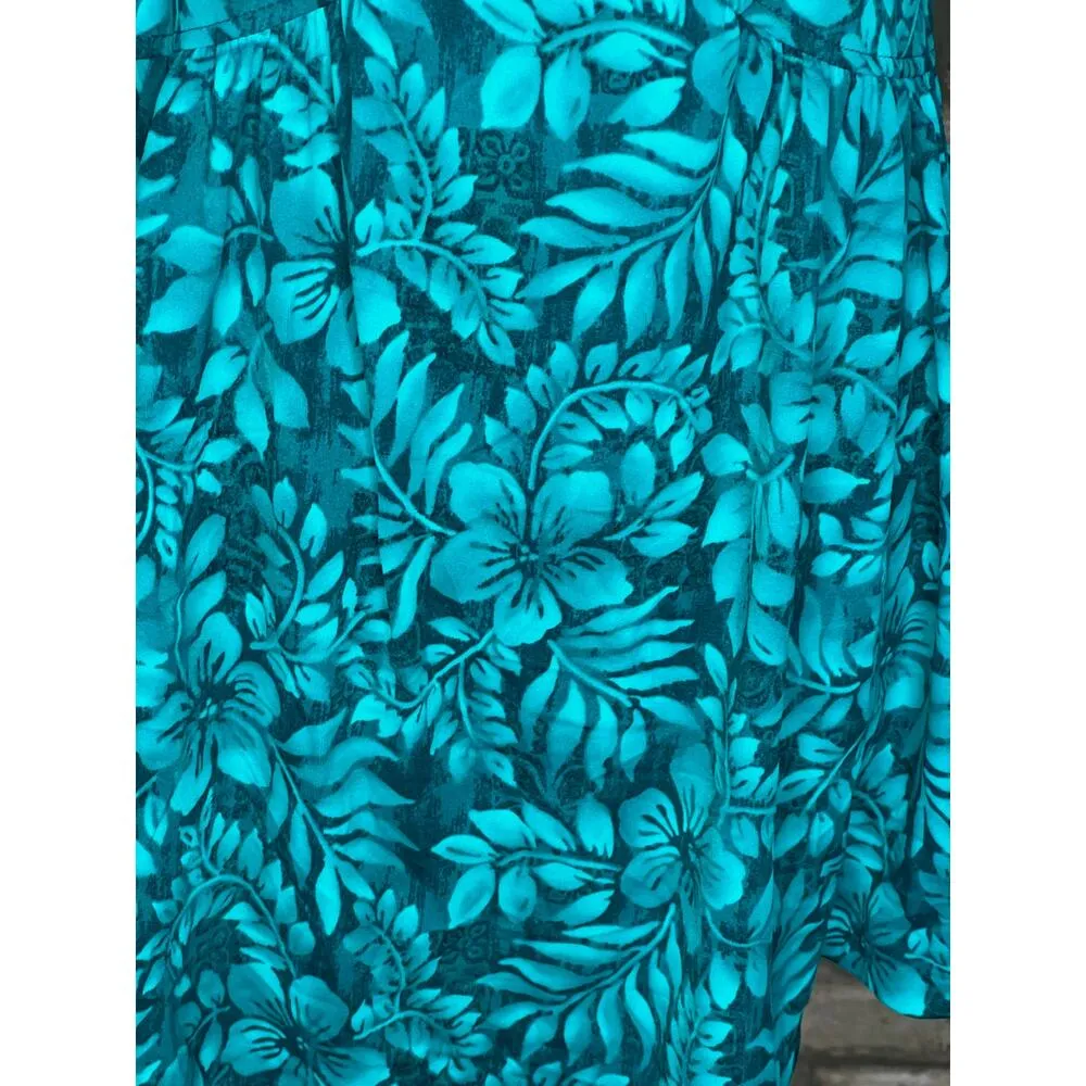 swimsuit swim dress Vintage 1980s one piece V neck blue teal aqua NWT Green Size 16 - Image 6