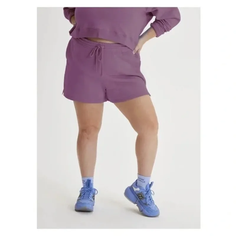 [Girlfriend Collective] Tulipwood Purple 50/50 Sweat Shorts Elastic Waist Large - Image 2