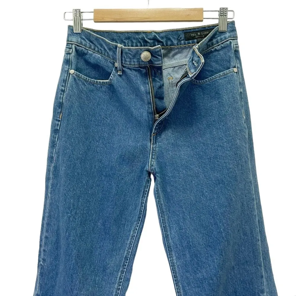 Rag & Bone Dylan Snap Retro Cropped Kick Flare Jeans in Vintage Bloo Size 27 | 4 - Image 9