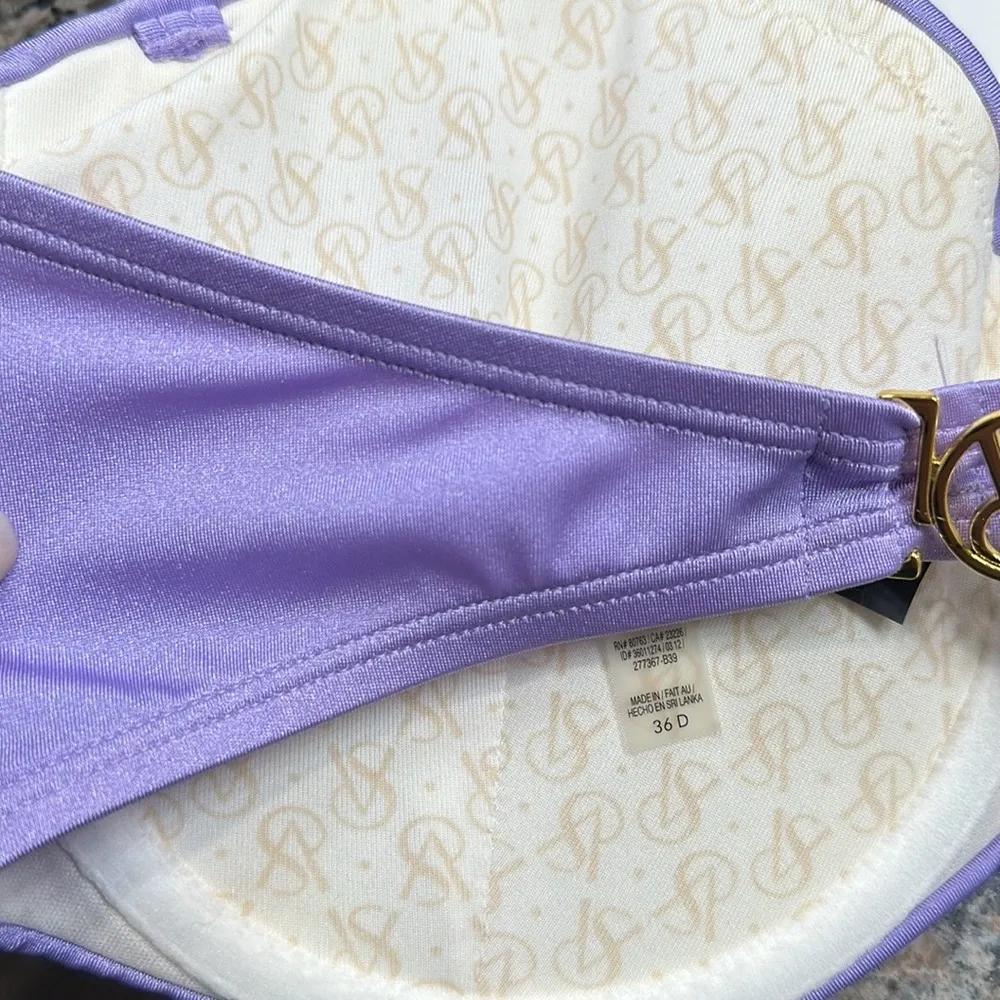 Victoria's Secret Bikini Top Push Up Underwire Strapless Purple Size 36D EUC - Image 7