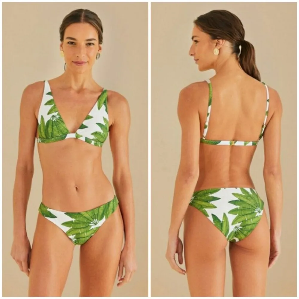 💕FARM RIO Palm Fan Bikini Set Triangle Bikini Top + Low Bikini Bottom XL/L NWT - Image 2