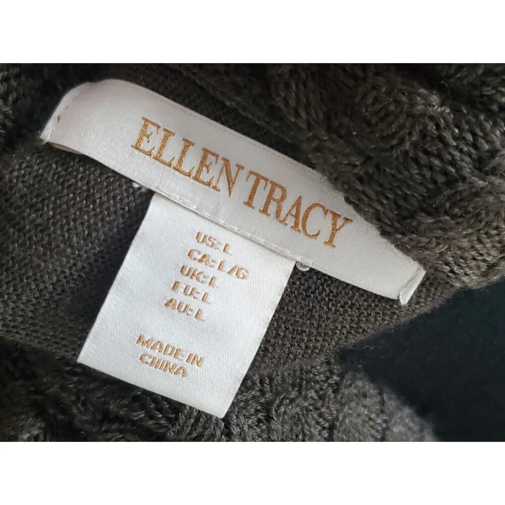 Ellen Tracy Women's Gray Wool Cowl Neck Long Sleeve Pullover Knit Sweater Size L - Image 8