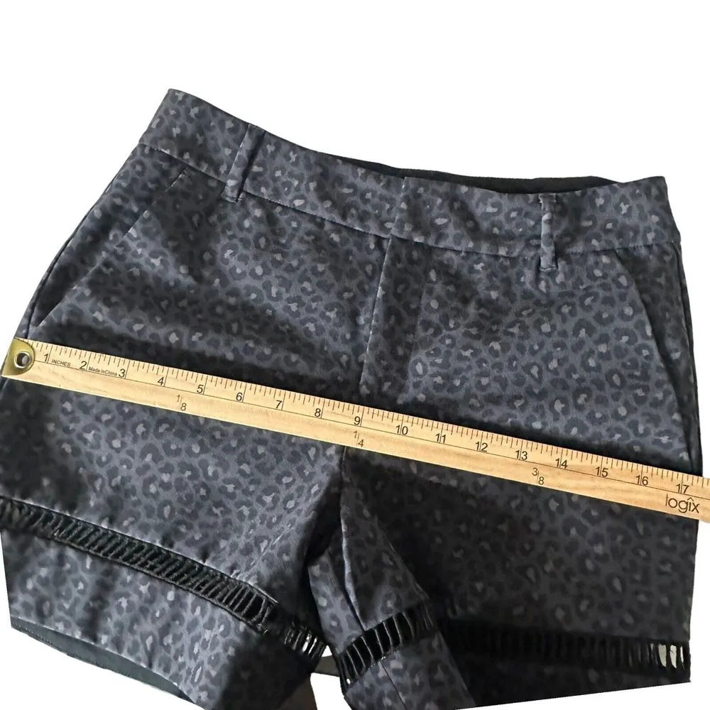 Rebecca Taylor Leopard Print‎ Shorts Size 2 Gray Black Animal Print Maximalist - Image 13
