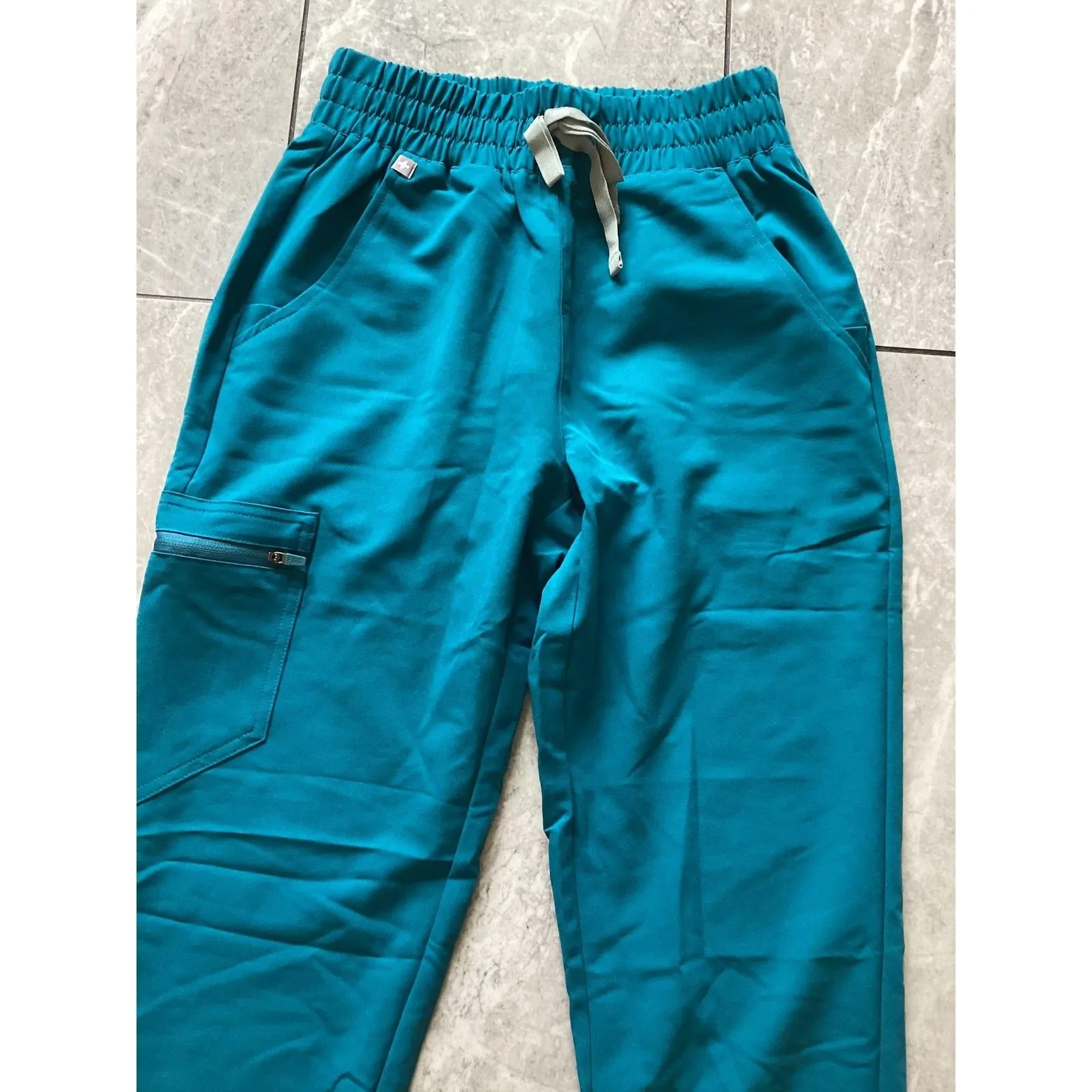 FIGS Scrub Pants Womens XS Tall Teal Zamora High Waisted Jogger Cargo Pockets - Image 3