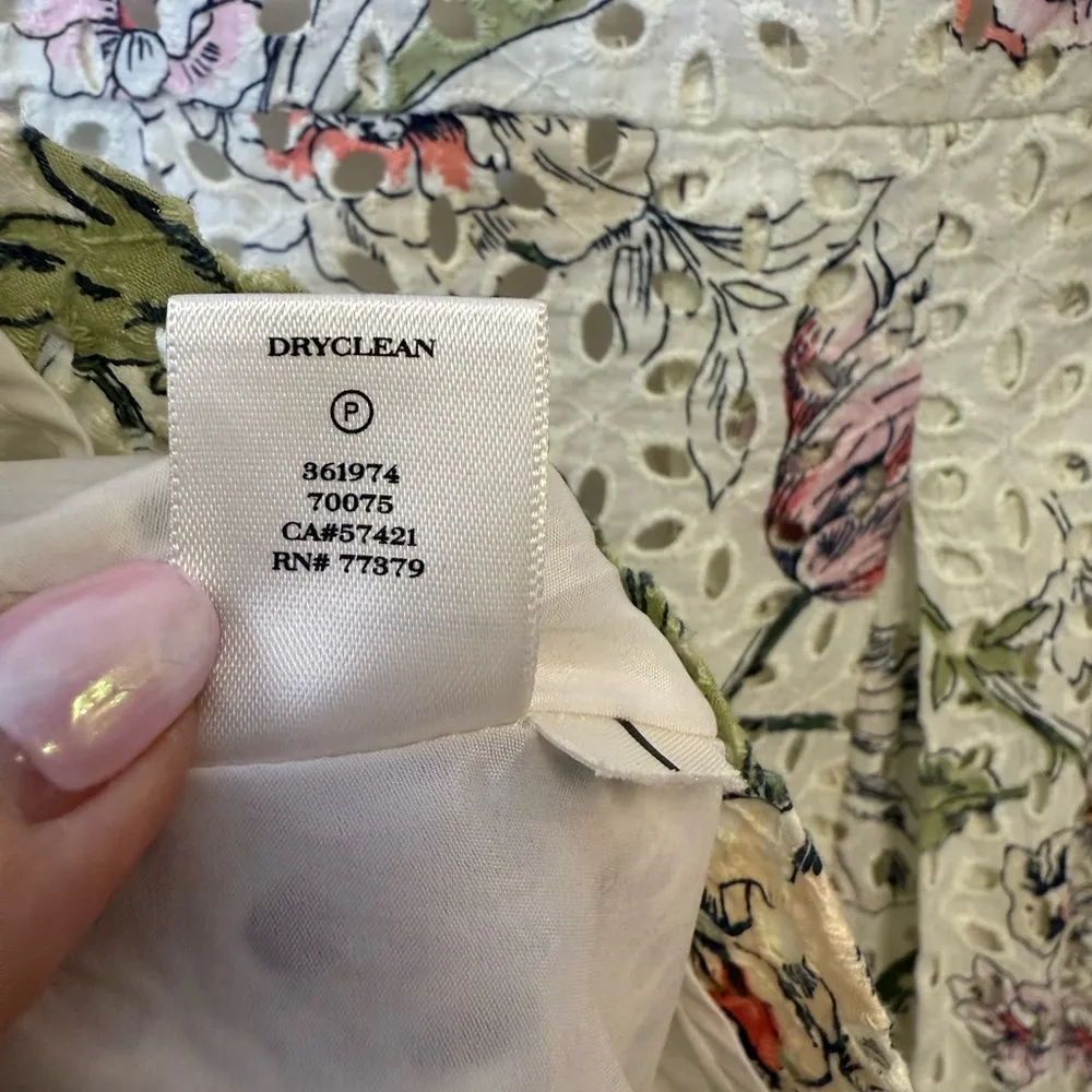 Ann Taylor Floral Eyelet V-Neck Short Sleeve Cotton Dress Women’s Size 8 - Image 13