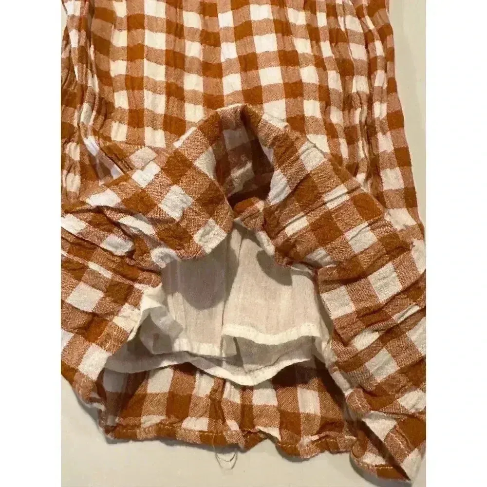 Saylor Brown/White Checkered Jumpsuit Size XS - Image 5