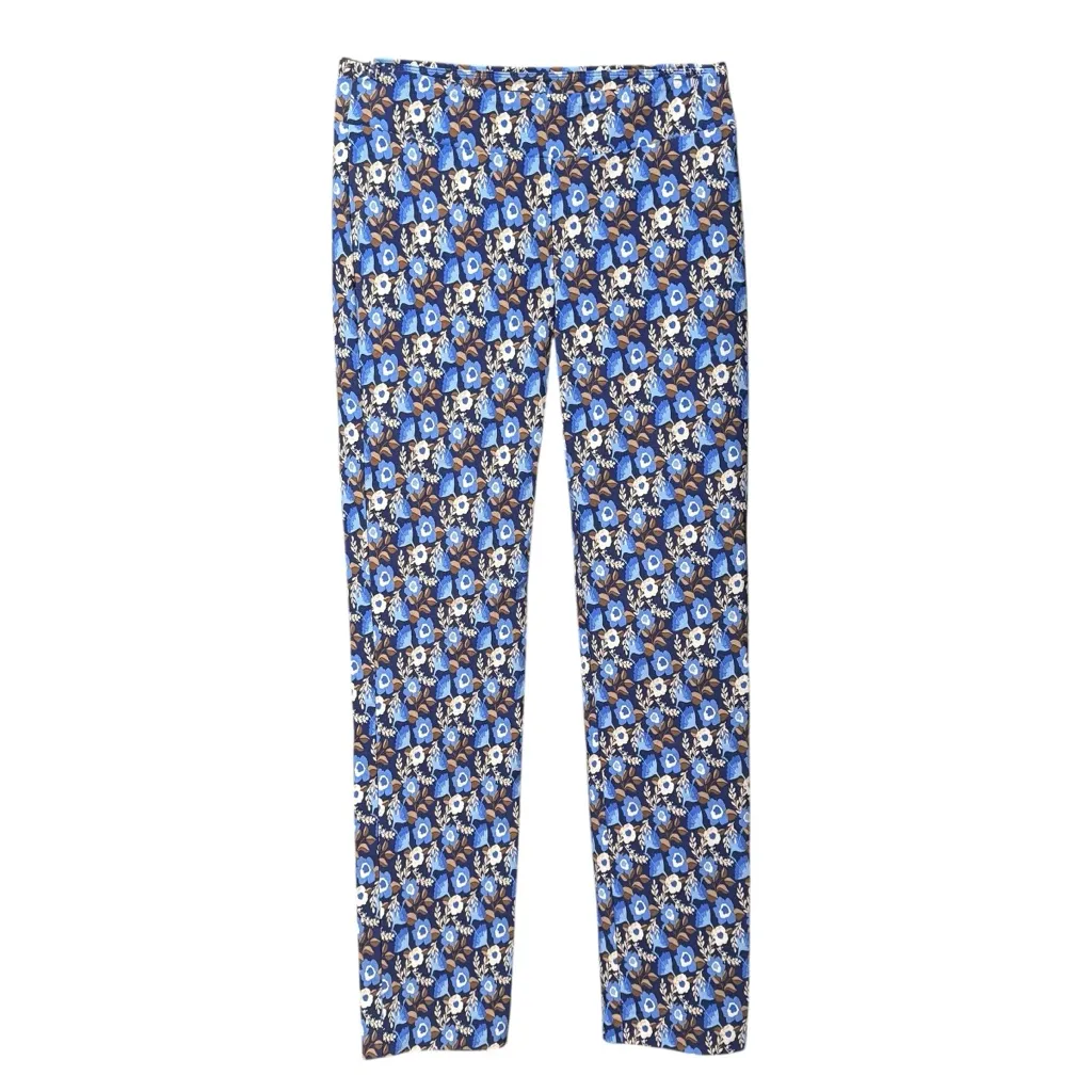 J McLaughlin Maisie Pull On Pants Size 8 Blue Floral Stretch Straight Leg - Image 2
