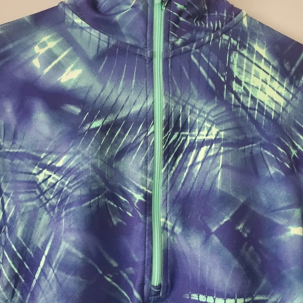 Nike Pro Dri-Fit Purple and Neon Green Cold Gear 1/2 Zip Running Jacket Size M - Image 3
