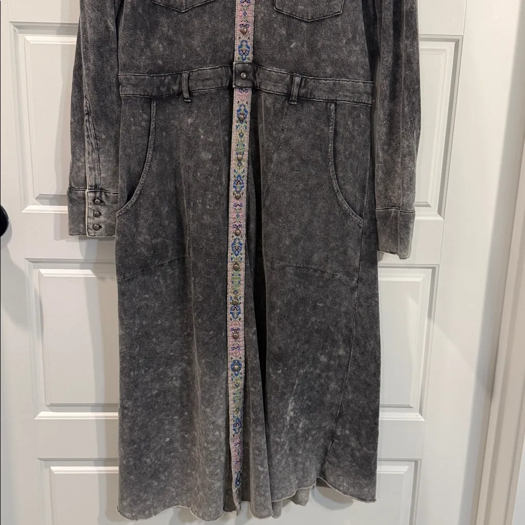 Midi aratta acid wash Harmony Trench dress small Gray - Image 6