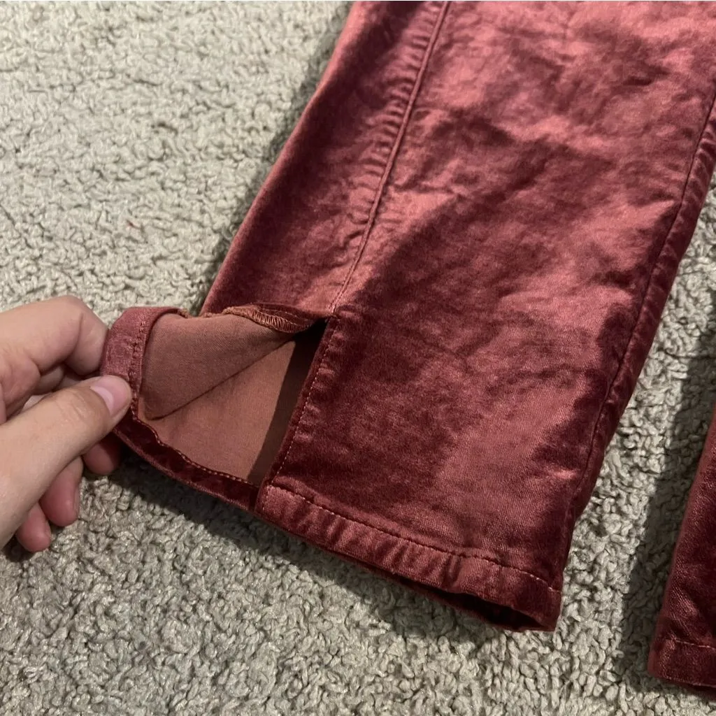 PAIGE Burgundy Velvet Pants 28 Y2K Disco Party Holiday Glam Flare Bootcut night - Image 7