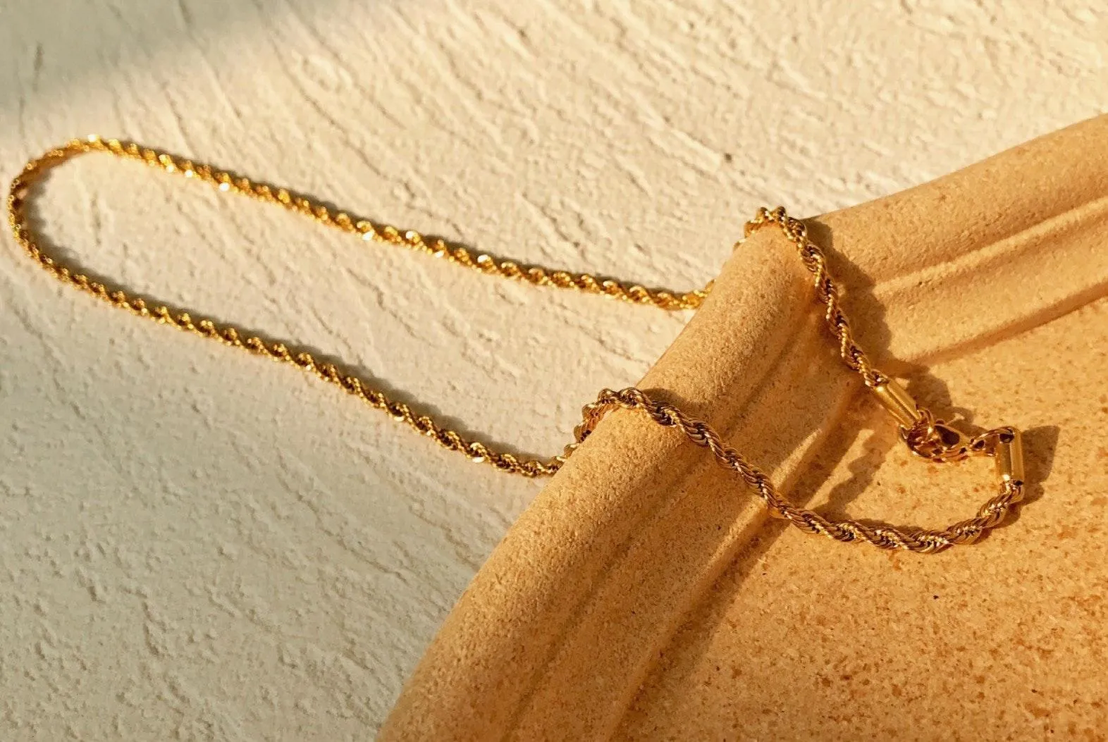 3mm Rope Chain Necklace Gold - Image 3