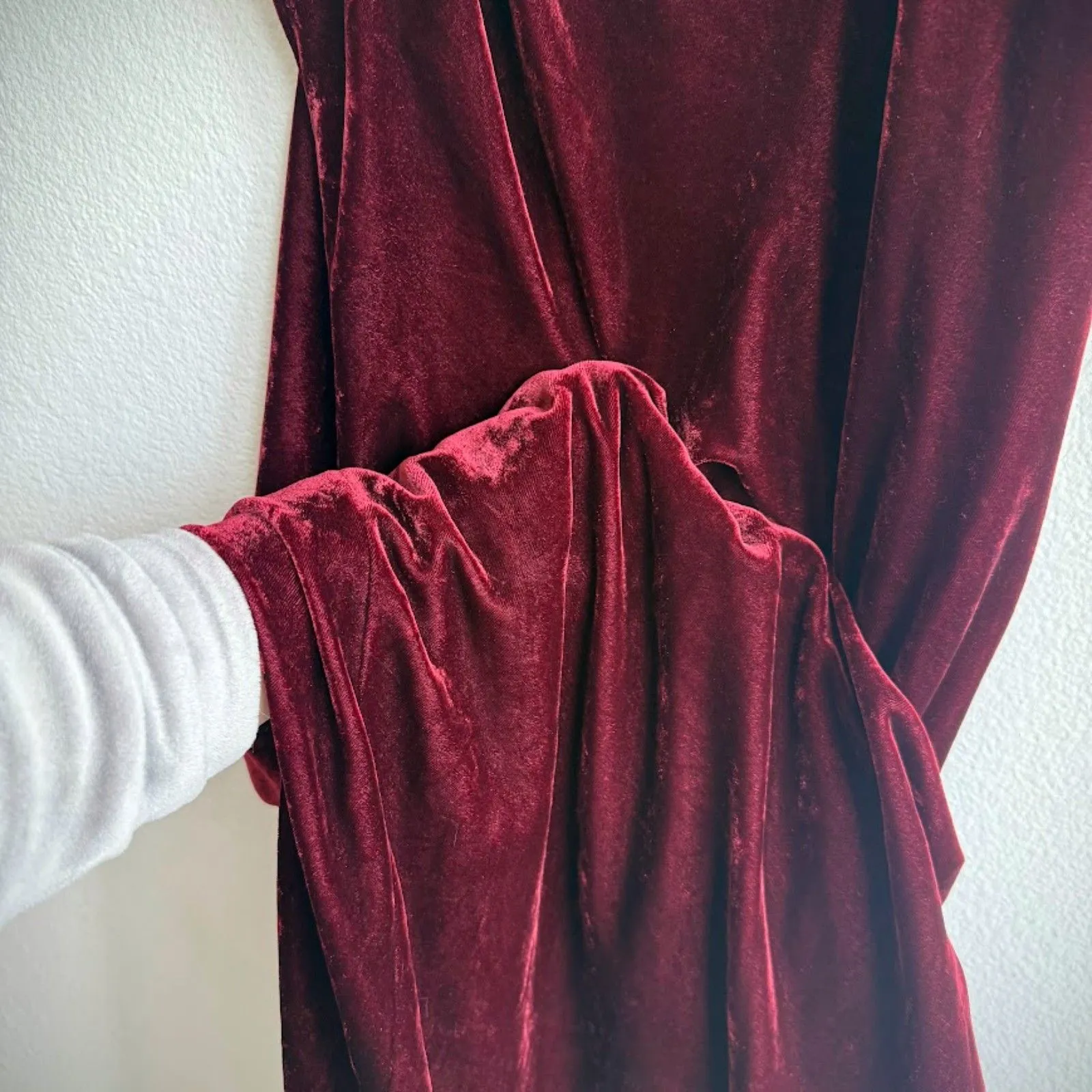 Boden Velvet Slip Midi Party Dress in Ruby Burgundy Red size 6L Tall - Image 6