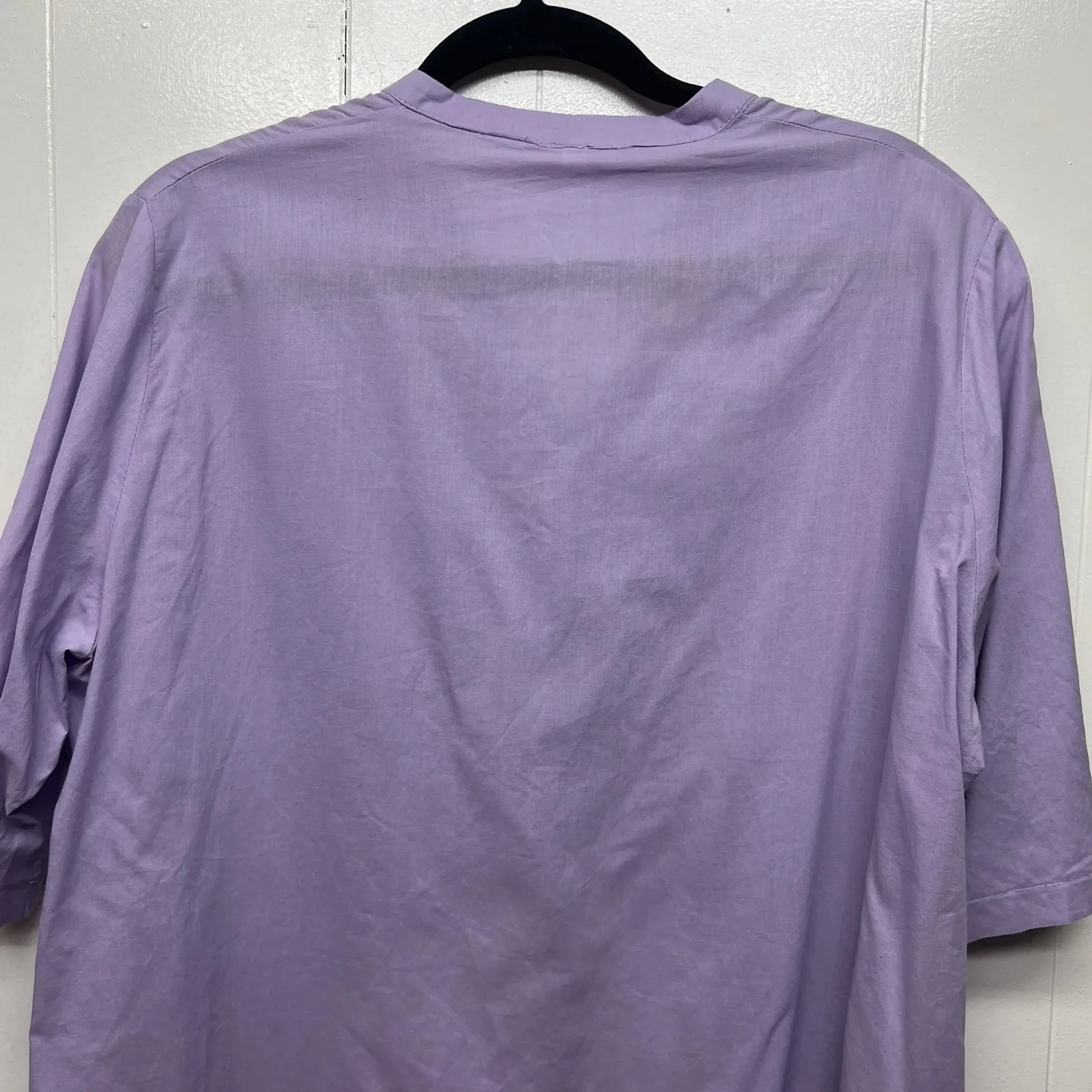 Embroidered Button Front High Low Women's Purple Tunic Size XL Short Sleeve - Image 7
