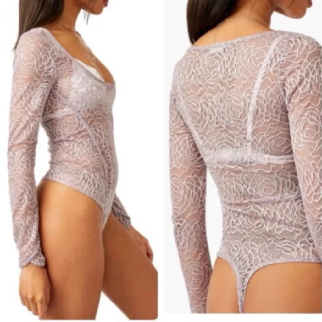 NWT Free People In My Head Sheer Lace Bodysuit | Women’s Romantic Lingerie Top - Image 3