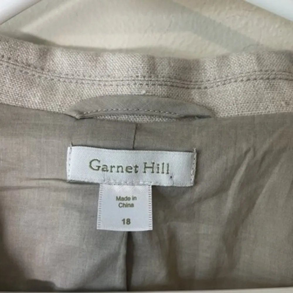 Garnet Hill 100% Linen Blazer size 18 Beige Tan Casual Relaxed Fit Jacket Career - Image 4