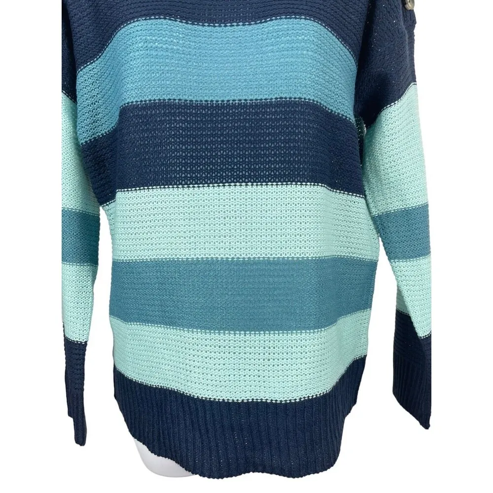 Jason Maxwell Blue Combo Striped Pullover Sweater PM NWT - Image 4
