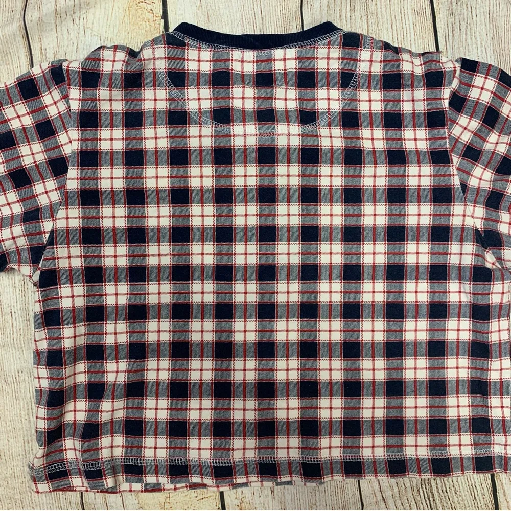 Vintage e.b.g.b made in USA plaid button crop short sleeve shirt Size M - Image 7
