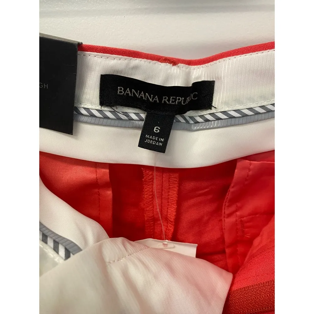 NWT Banana Republic Logan Crop Trousers Pants 6 Coral High Waist Lux Linen Work - Image 5