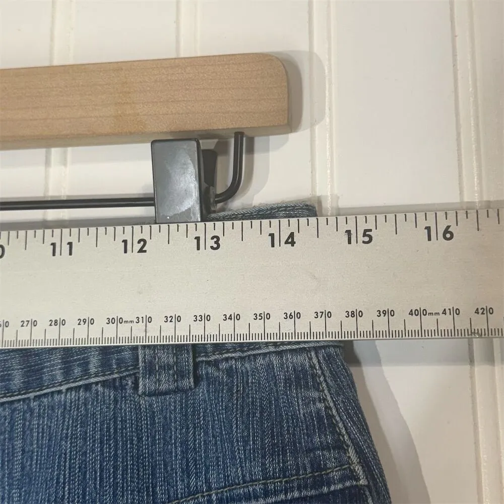 Squeeze by Stephen Hardy Blue Denim Skirt Size 9/10 Y2K Utility Pockets Stretch - Image 3