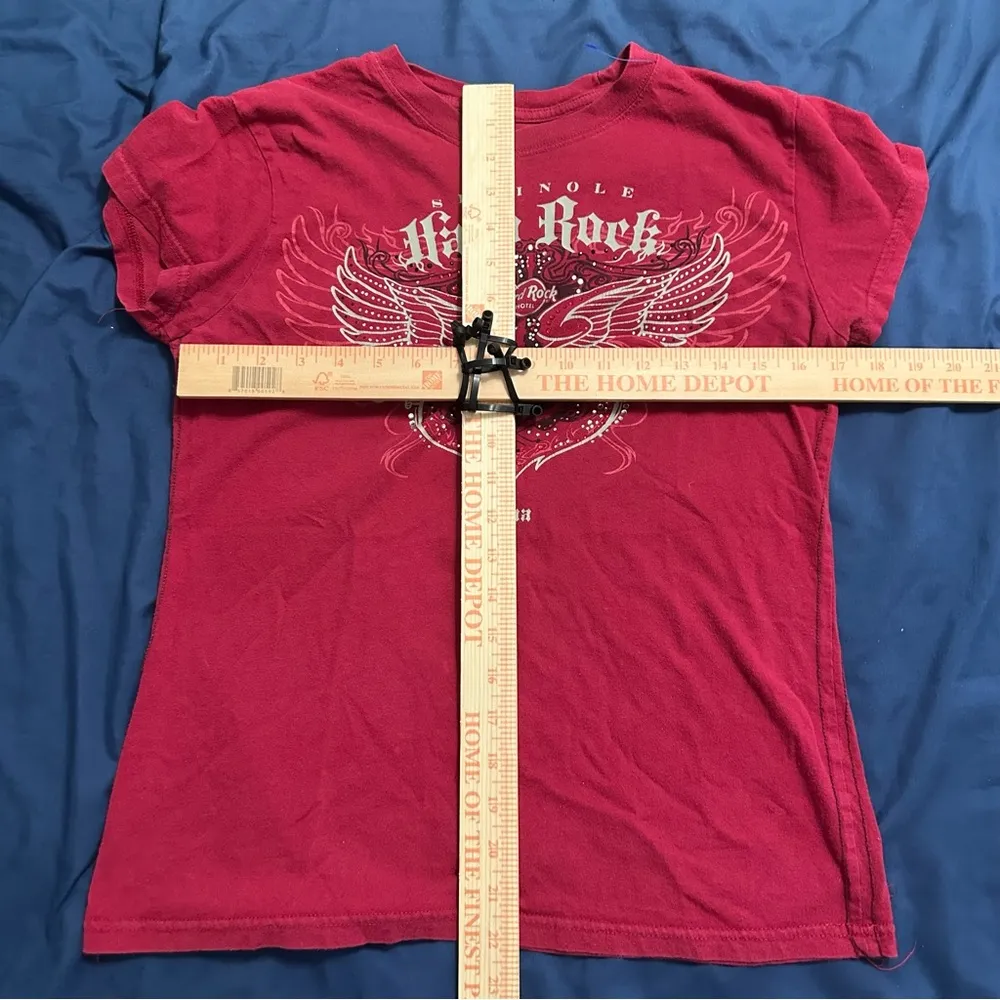 Hard Rock Cafe Red Rhinestone Fitted Short Sleeve Tee - Image 7