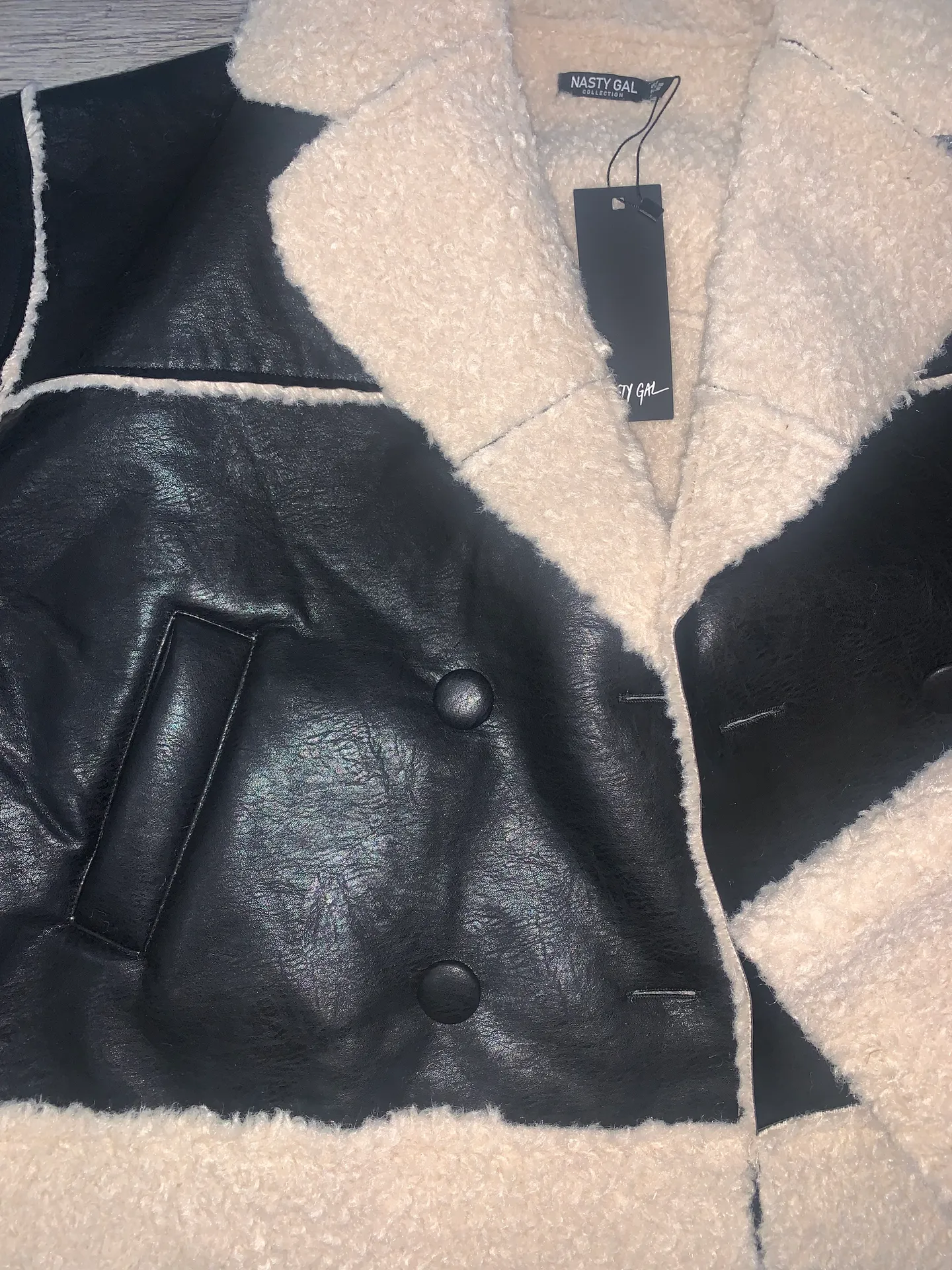 Nasty Gal Leather Fur Jacket - Image 3